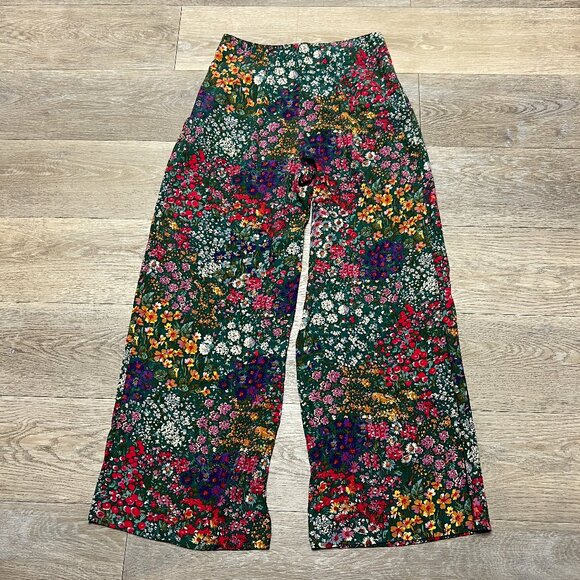 Anthropologie Floral Wide Leg Pants - Multicolor Size 6 Good Conditition - Picture 6 of 15